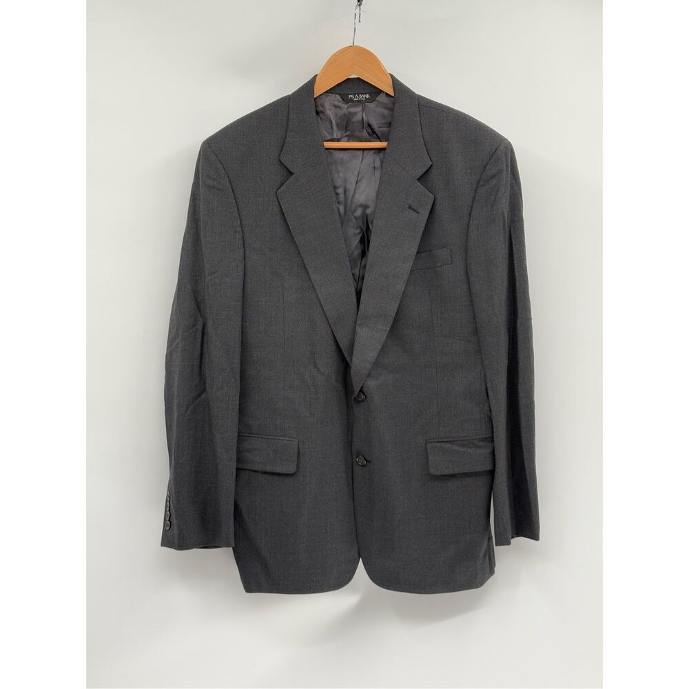 Jos. A. Bank Blazer Sport Coat Men Size 44 Long Dark Gray Wool Single‎ Vent